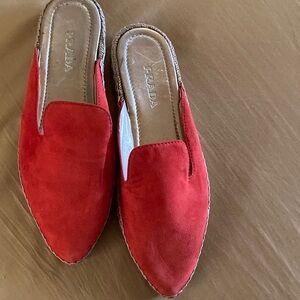 Prada 7,5 Suede Mules original, orange color
